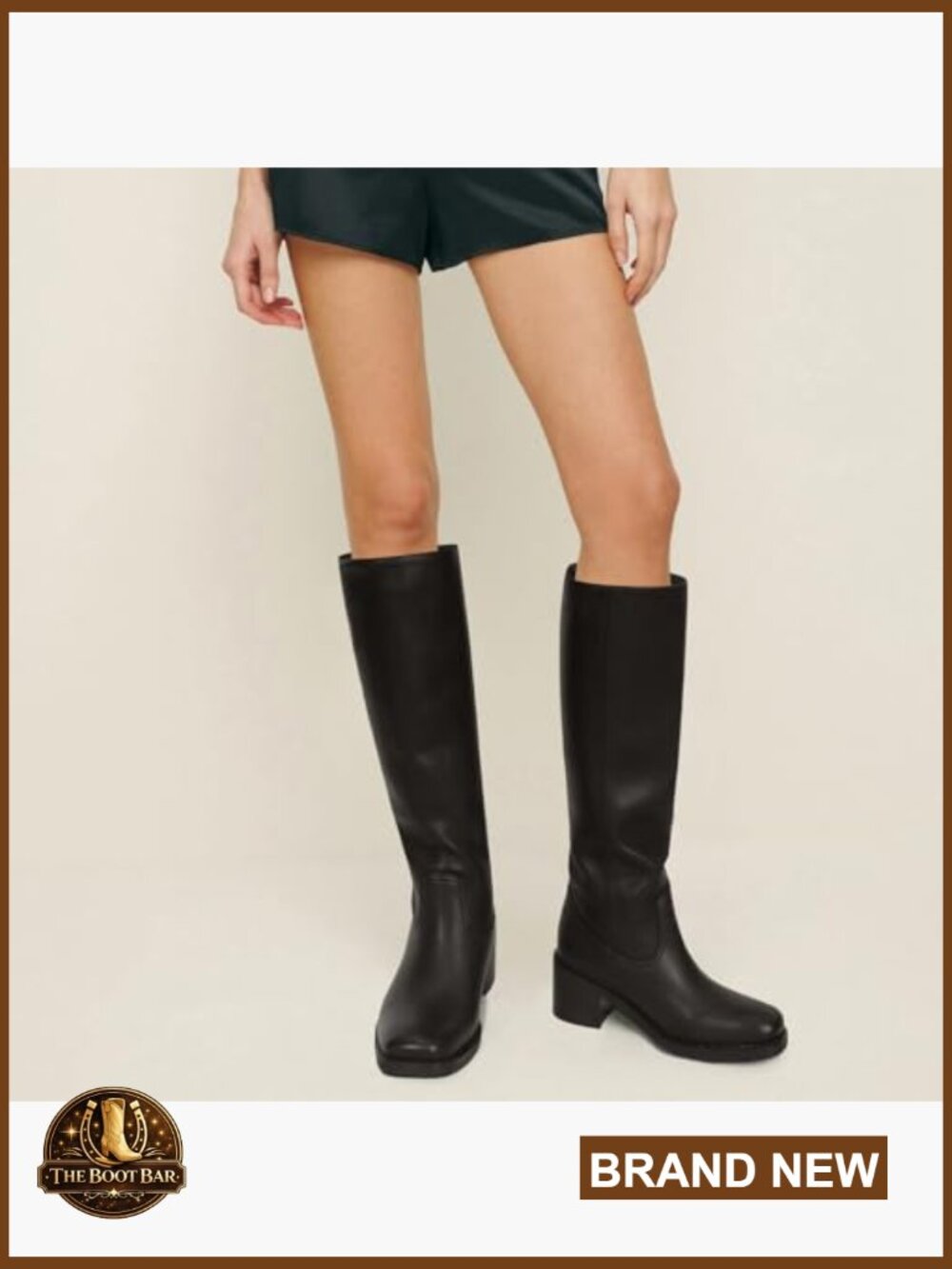 Women's Knee High Square Toe Block Heel Riding Boots Wide Calf Pull On - Picture 5 of 7